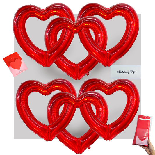 32" Red Heart Foil Balloons (6 Pack)