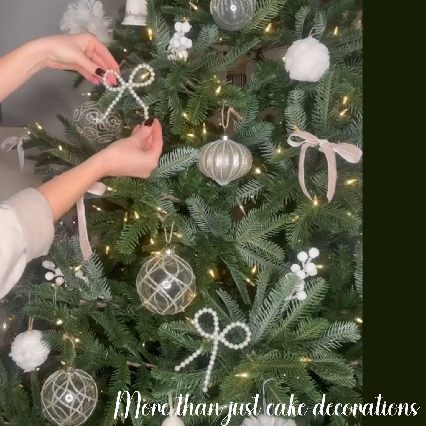 10Pcs Pearl Bow Cake Toppers 4” with 10 Acrylic Picks - Pearl Bows for Wedding, Birthday Cake Decorations,Flower Bouquets, Dessert Décor (S 3inch)