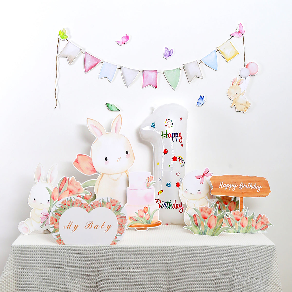 Tulip Bunny Cake Standee Foma Board Cutout Set of 24pcs