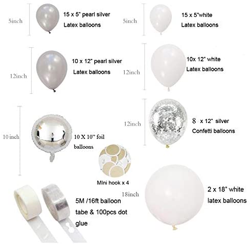 DIY Silver Balloons Garland Kit 70pcs