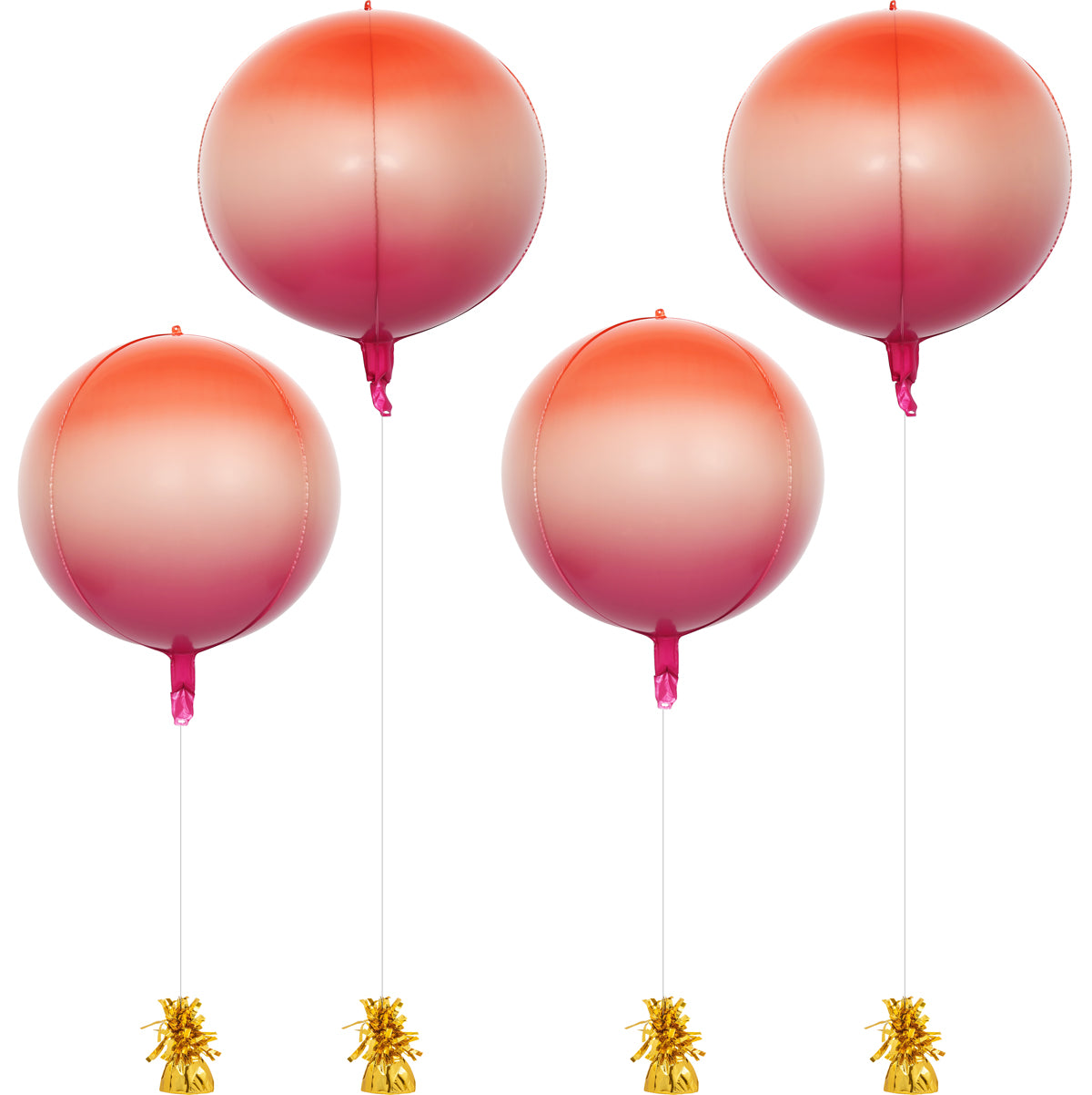 Eanjia 4D Ombre Foil Balloons Peach Orange Red Gradient