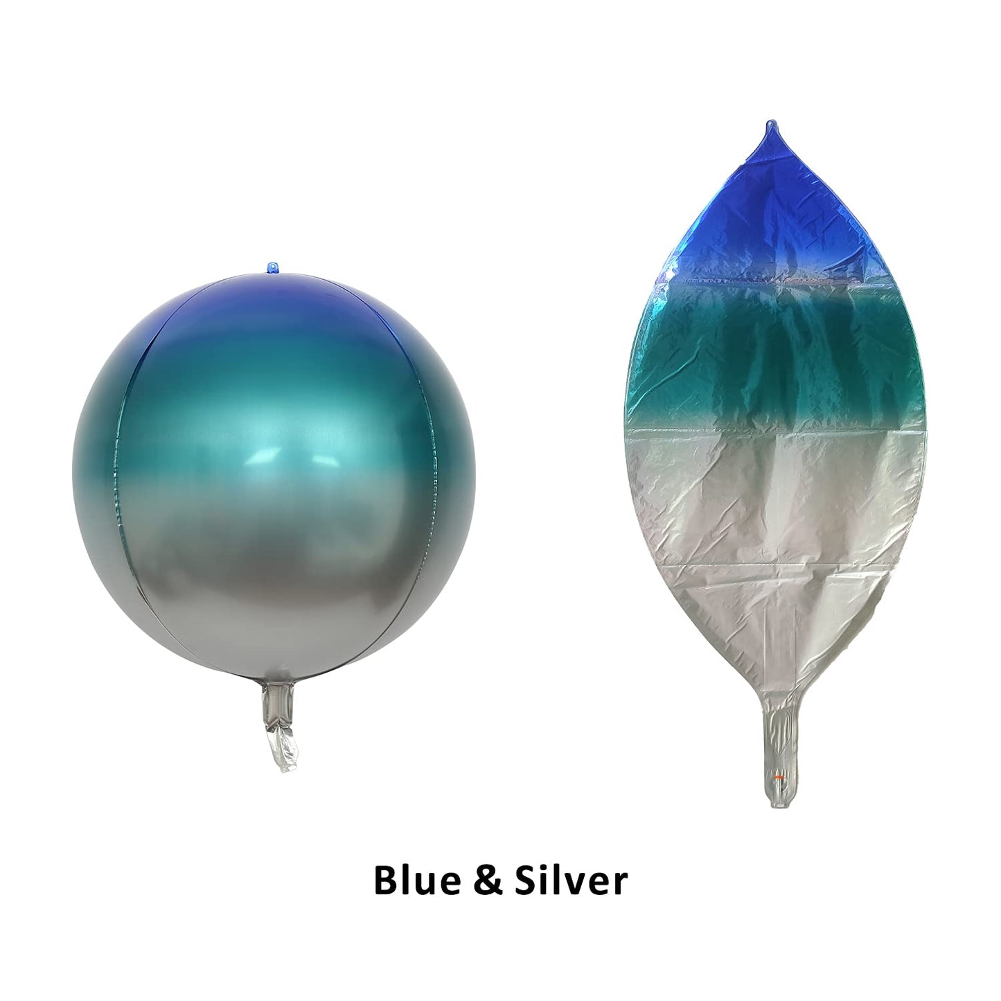 Eanjia 4D Ombre Foil Balloons Silver & Blue Gradient Frozen Theme
