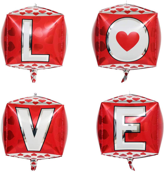 Eanjia 15" LOVE Letter Cube Foil Balloons