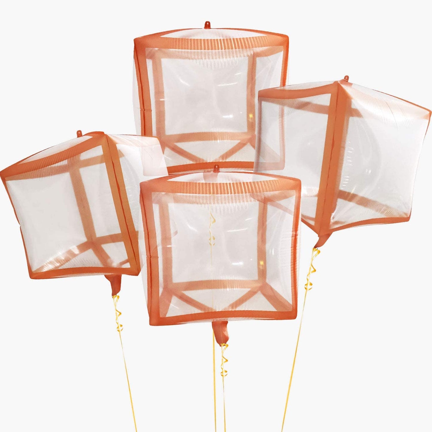 Eanjia Transparent Gold Rose Gold Silver Pink Line 4D Cube-Shaped Foil Balloons Graduation Balloons,Cube Helium Foil Balloons for Party Deco