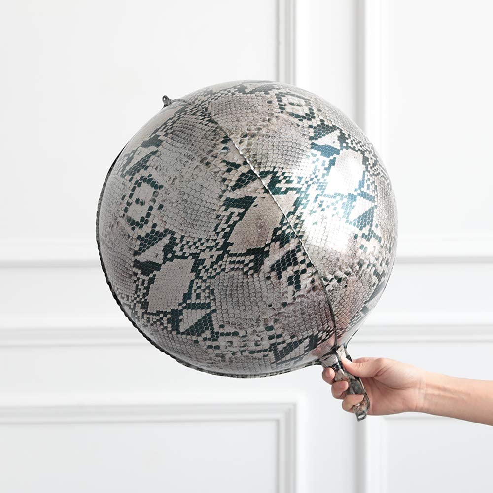 Eanjia Snake Balloon Hangable 4 Count 16" Safari Print Balloons 4D Round Foil Balloons for Baby shower Photo Shower Birthday Party Supplies Wedding Balloon Arch Kit Snake Balloon Garland Kit Zoo Decorations