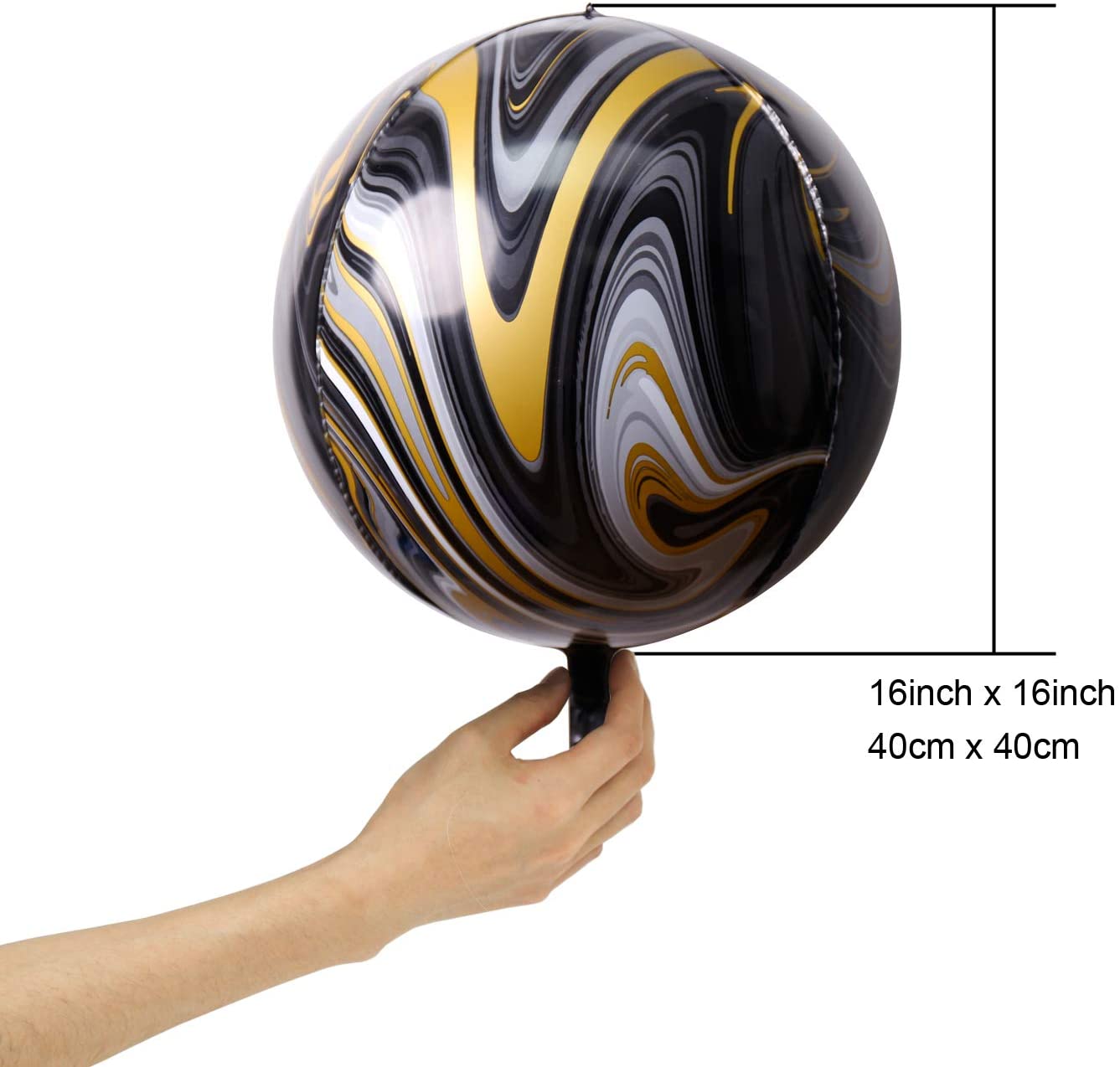 Eanjia Black Agate Orb Balloons Hangable 4 Count 16" 4D Foil Balloons Graduation Balloons Round Aluminum Balloons 22 Birthday Balloons Decorations Wedding Balloon Arch Kit Black Celebration Party Supplies
