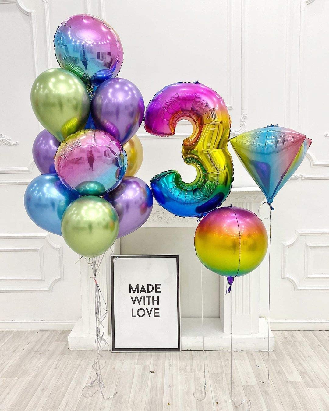 Eanjia Gradient Ombre 4D Foil Balloons Rainbow 2