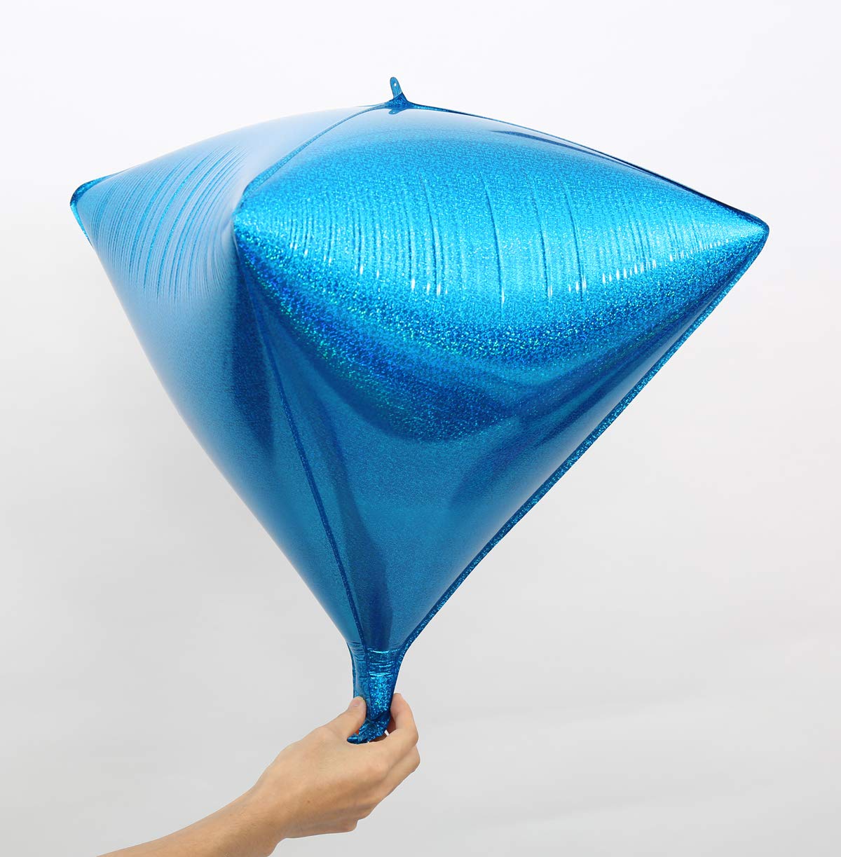 Eanjia Holographic Laser Blue Foil Diamond Balloons 4count 4D Foil Balloons 17"Hangable Triangle Cube-Shaped Aluminum Mylar Balloon for Baby Shower Birthday Wedding Family Party Decoration (blue)