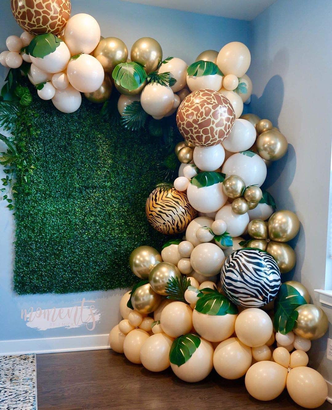 Eanjia Tiger Balloon Hangable 4 Count 16" Safari Print Balloons 4D Round Foil Balloons for Baby shower Photo Shower Birthday Party Supplies Wedding Balloon Arch Kit Tiger Balloon Garland Kit Zoo Decorations