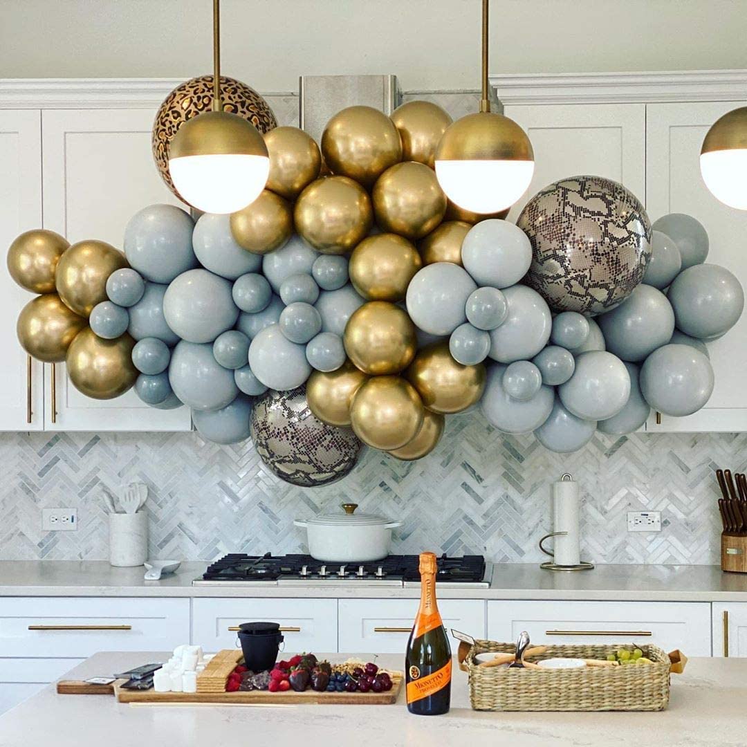 Eanjia Snake Balloon Hangable 4 Count 16" Safari Print Balloons 4D Round Foil Balloons for Baby shower Photo Shower Birthday Party Supplies Wedding Balloon Arch Kit Snake Balloon Garland Kit Zoo Decorations