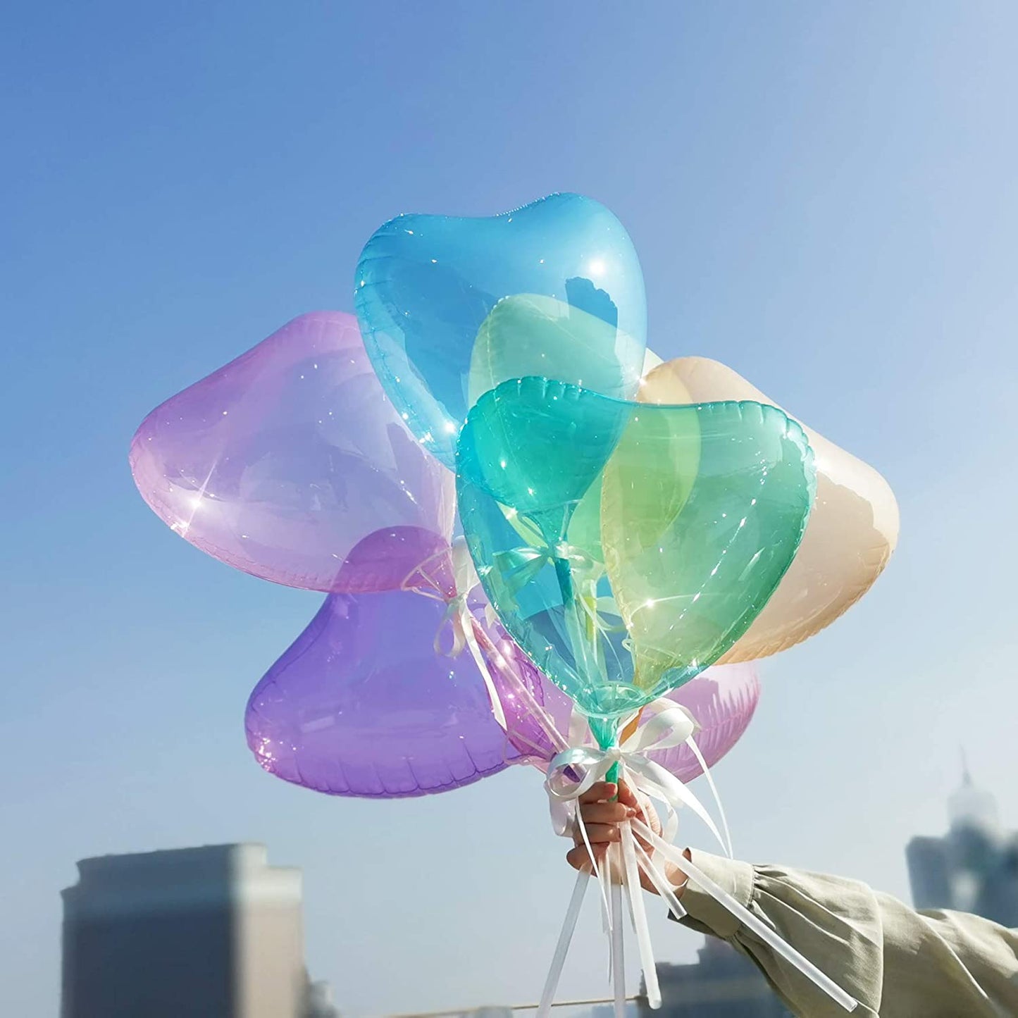 Eanjia Crystal Heart Bubble Balloon 16inch / Self--sealing/ 7 colors