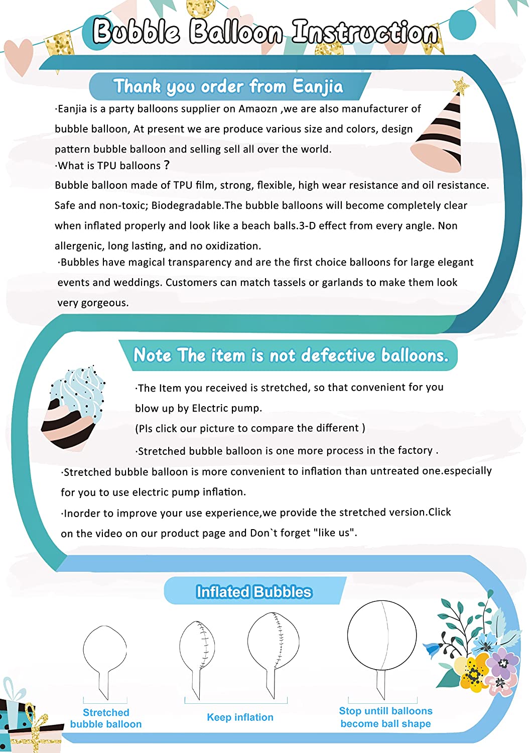 Eanjia 10inch Crystal Bubble Balloon 50pcs Pack