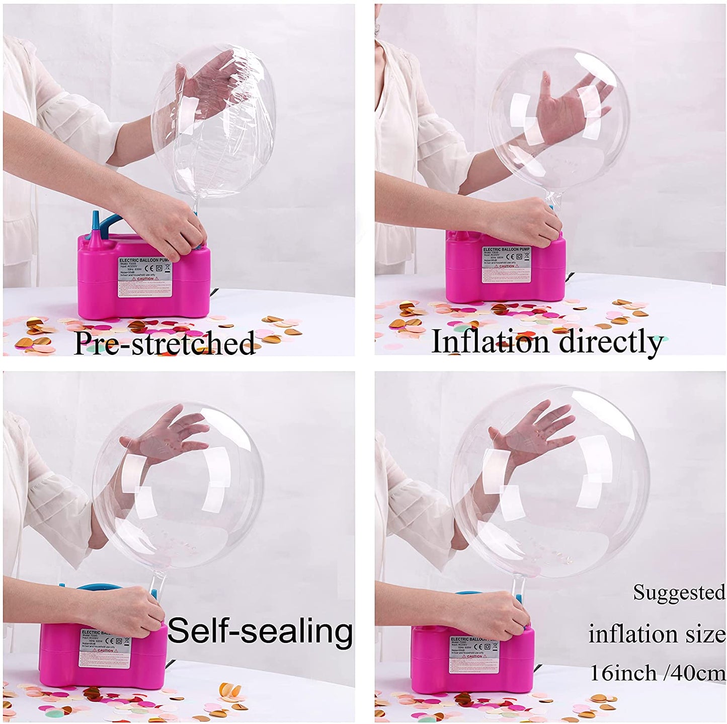 Eanjia 18inch Clear Bubble Balloons 20pcs Self-Sealing