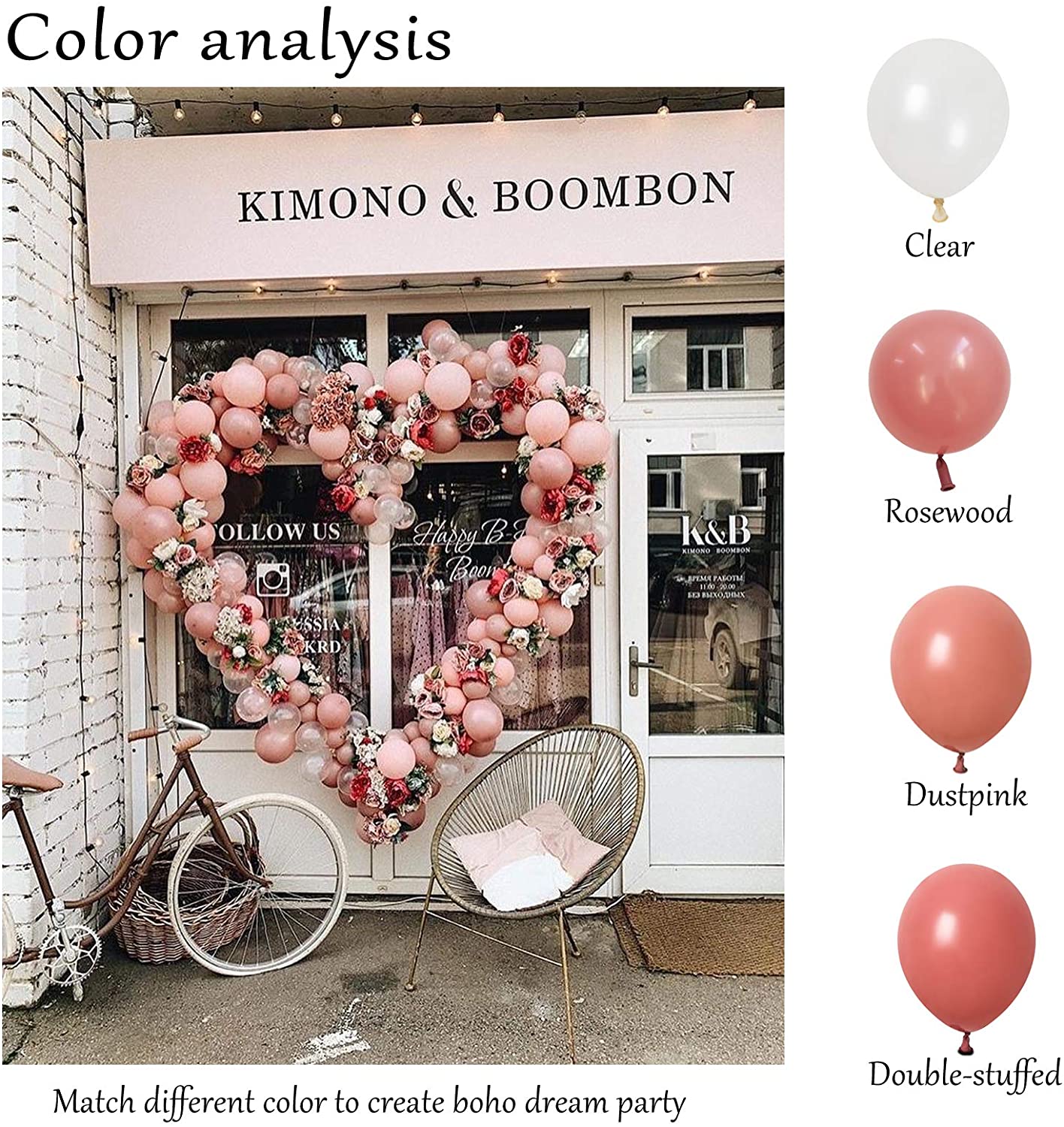 Eanjia Rose Balloon Garland Kit Mauve Pink Balloons 185 pcs for Dusty Balloons Garland Wedding Bachelorette Mauve Birthday Decorations Anniversary Party Decorations Backdrop Decor