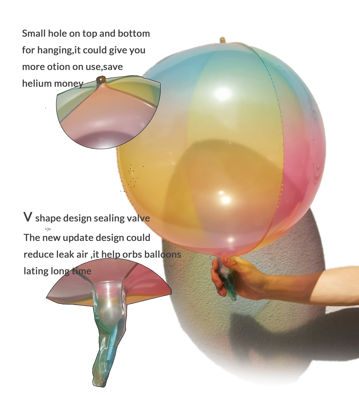 Eanjia 16 inch Rainbow Clear Transparent Bubble Balloons