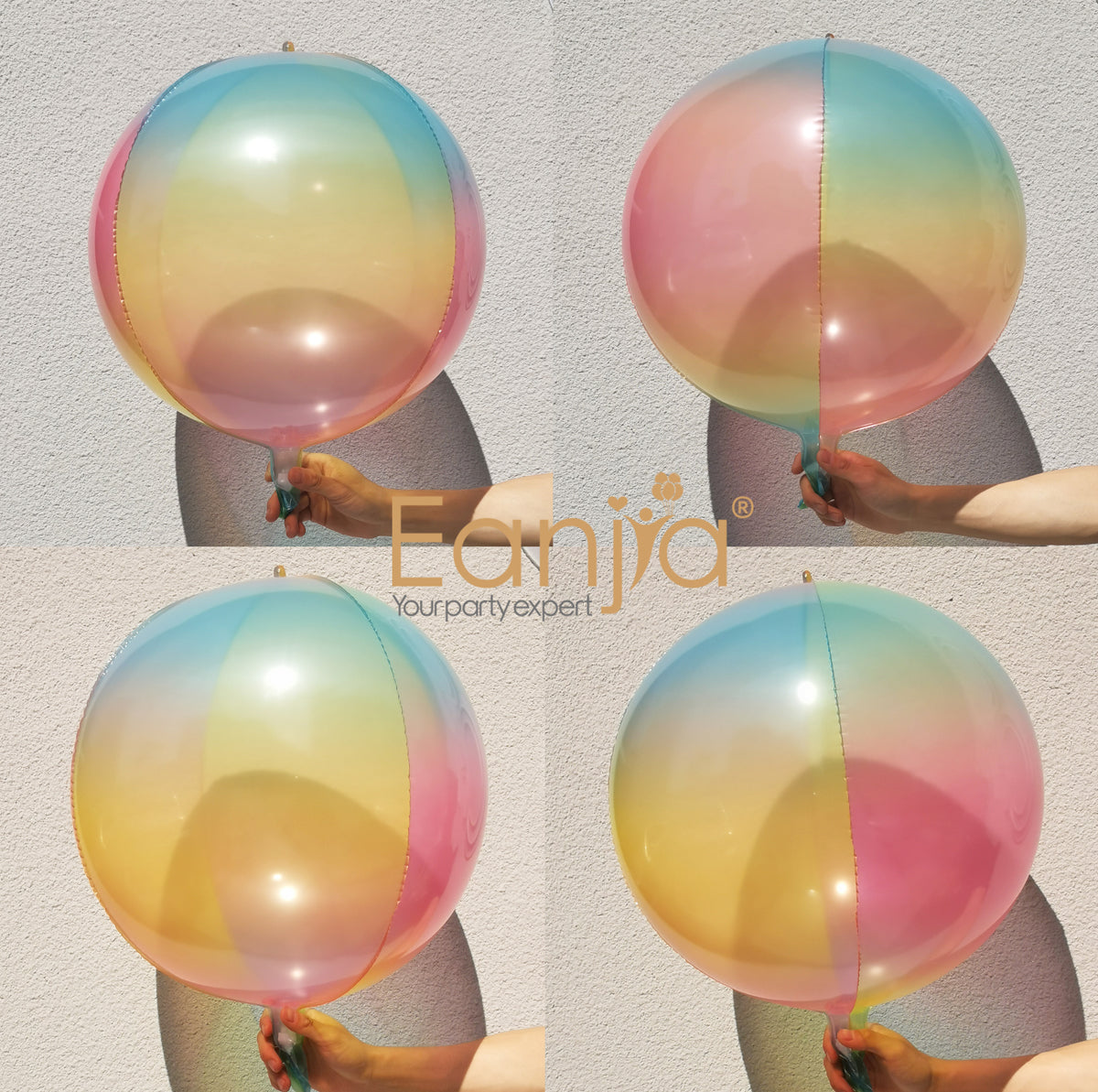 Eanjia 16 inch Rainbow Clear Transparent Bubble Balloons