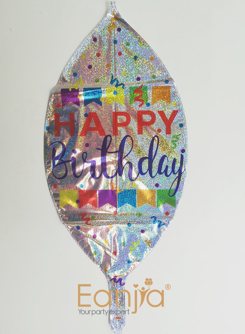 Eanjia White Happy Birthday Orbz Balloons 16inch Hangable 4D foil Balloons Plane szie 22inch
