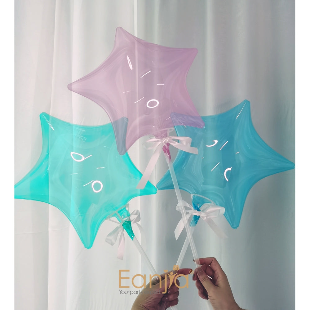 Eanjia Crystal Star Bubble Balloon 16inch / Self--sealing/ Blue,Pink,Red,Pink,Yellow,Purple,Green