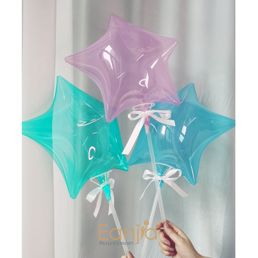 Eanjia Crystal Star Bubble Balloon 16inch / Self--sealing/ Blue,Pink,Red,Pink,Yellow,Purple,Green