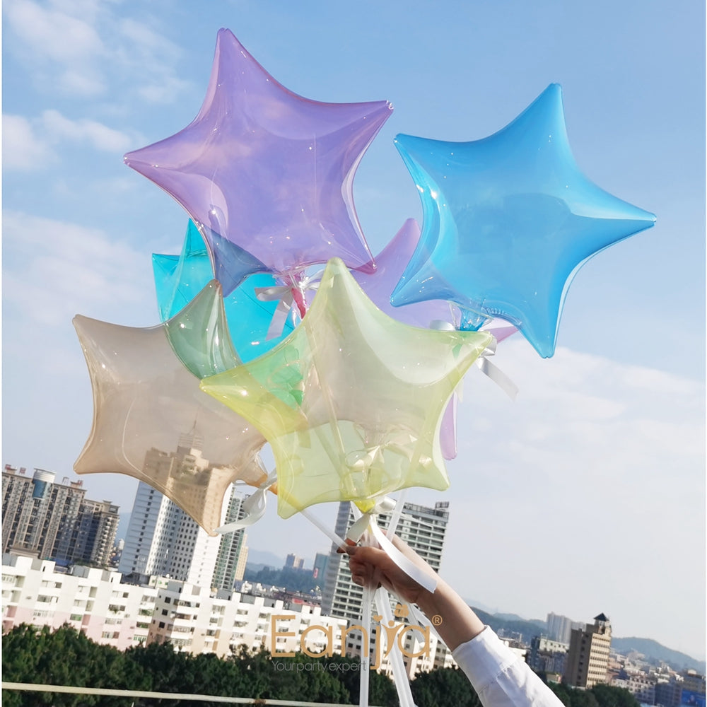 Eanjia Crystal Star Bubble Balloon 16inch / Self--sealing/ Blue,Pink,Red,Pink,Yellow,Purple,Green