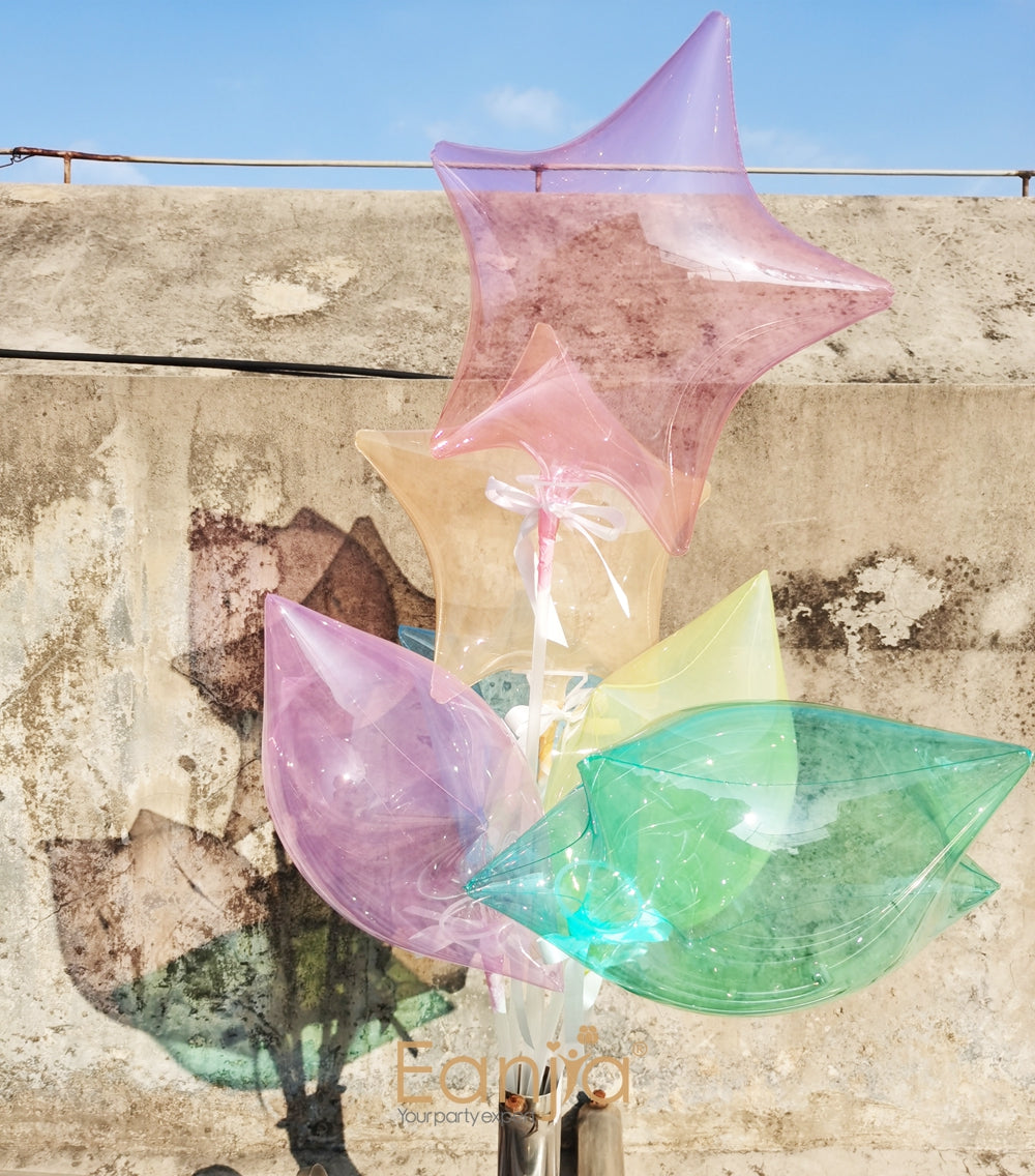 Eanjia Crystal Star Bubble Balloon 16inch / Self--sealing/ Blue,Pink,Red,Pink,Yellow,Purple,Green