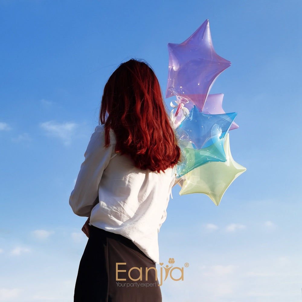 Eanjia Crystal Star Bubble Balloon 16inch / Self--sealing/ Blue,Pink,Red,Pink,Yellow,Purple,Green
