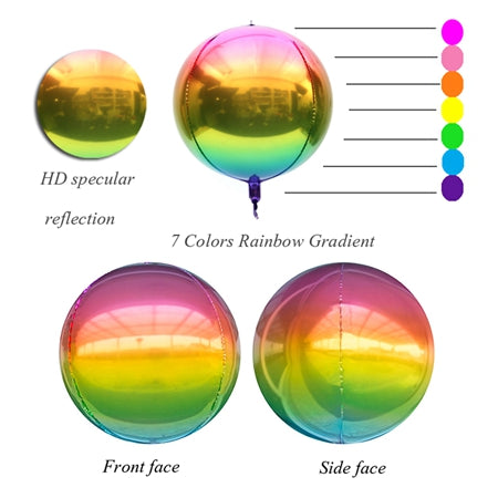Eanjia Gradient Ombre 4D Foil Balloons Rainbow.