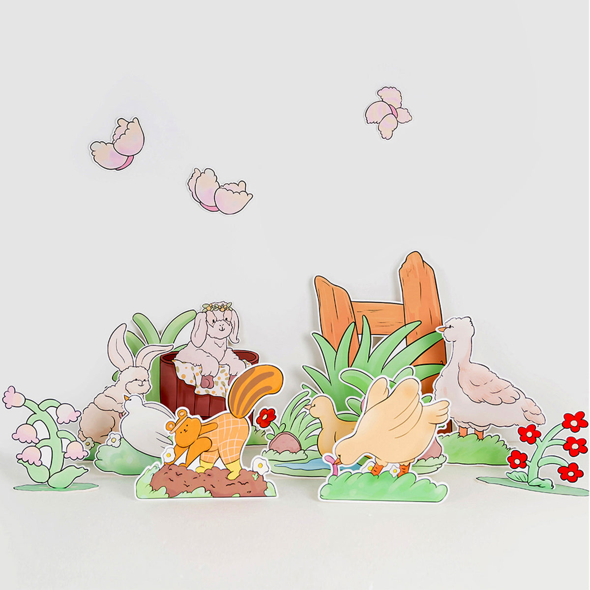 Animal party at Happy Farm Cartoon Standee Decoration Cutout for Birthday Party Set of 12