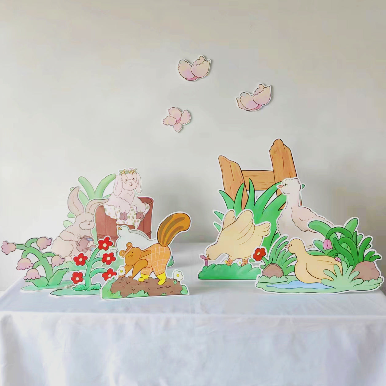 Animal party at Happy Farm Cartoon Standee Decoration Cutout for Birthday Party Set of 12