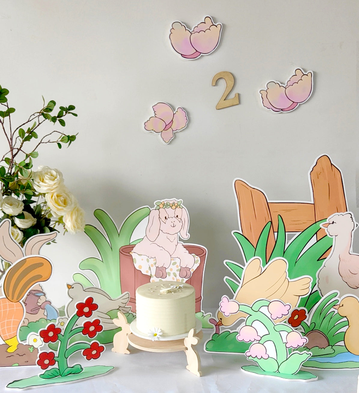 Animal party at Happy Farm Cartoon Standee Decoration Cutout for Birthday Party Set of 12