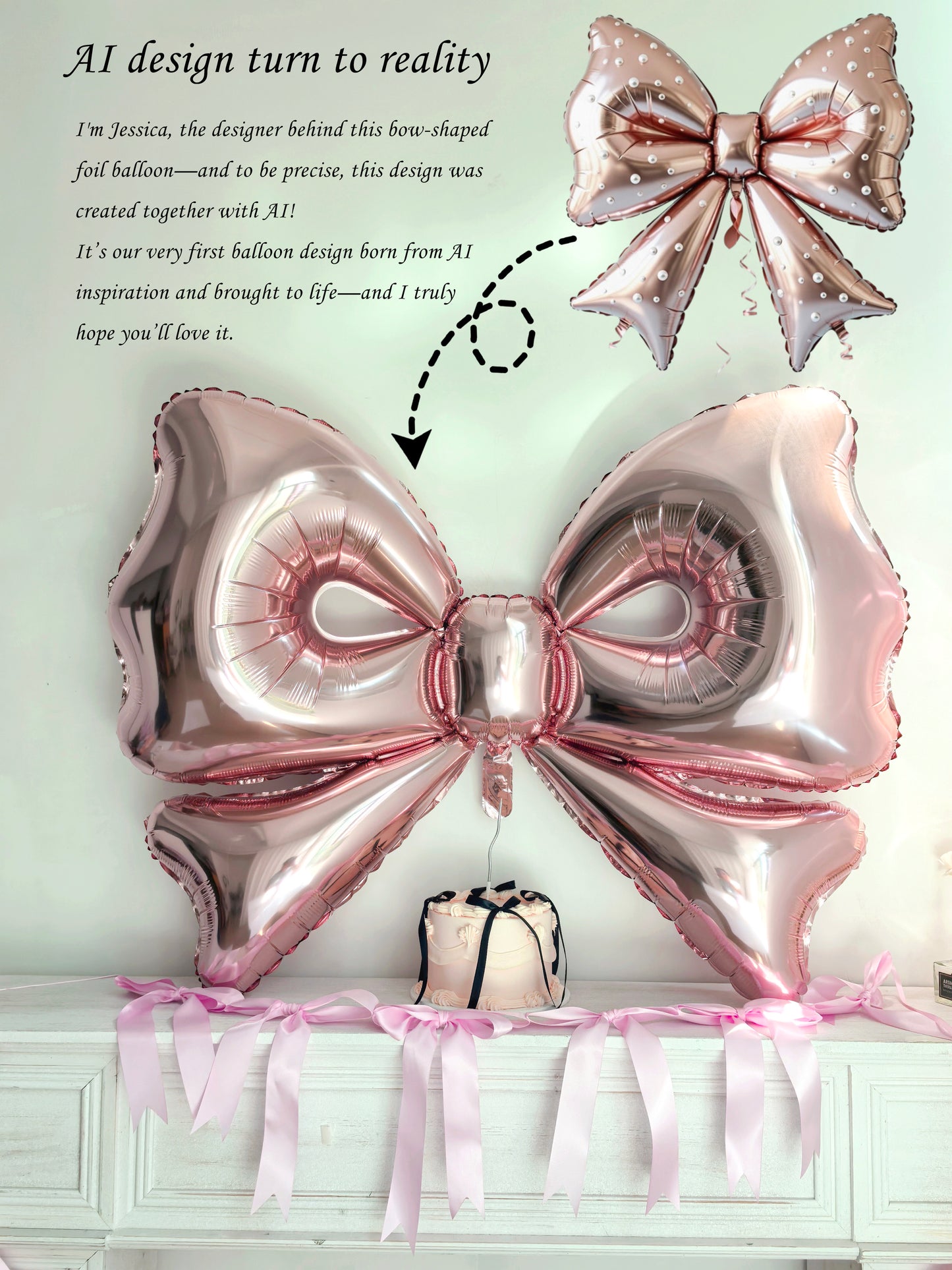 50" Gaint Bow Balloons  4pcs in a pack