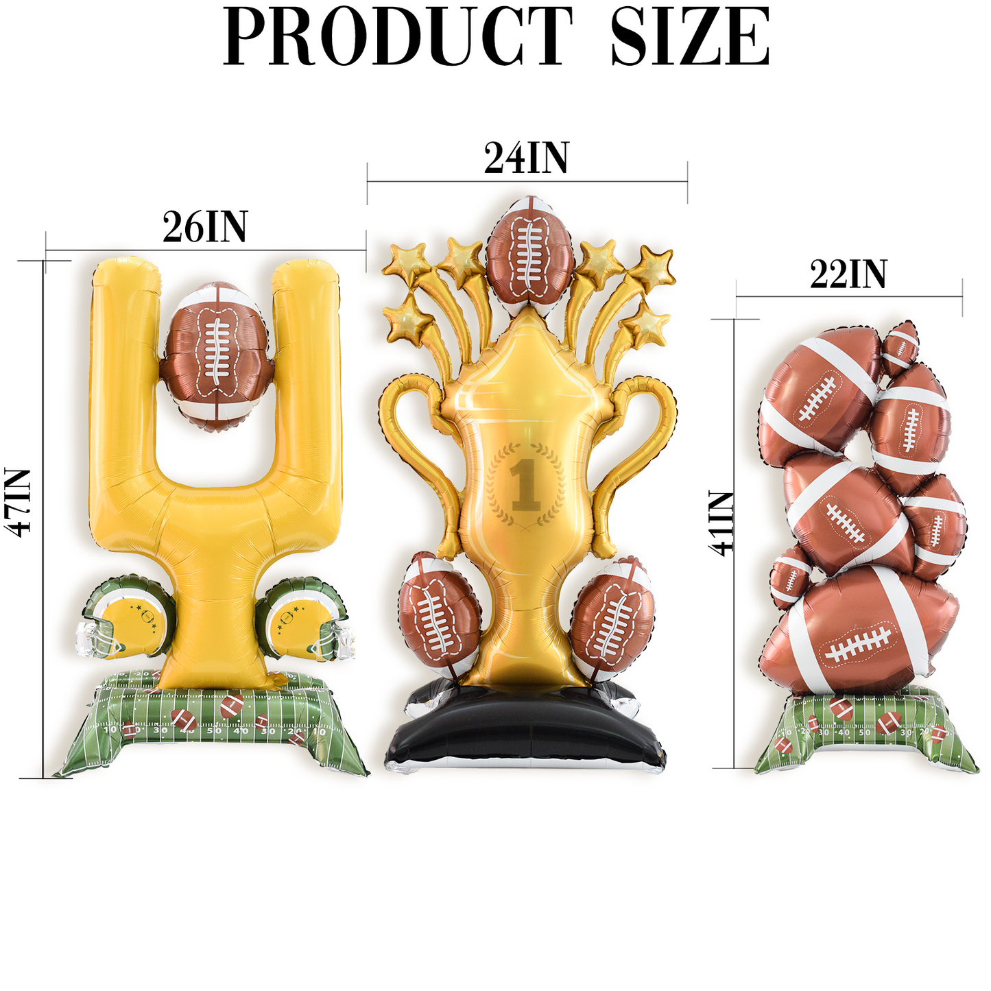 Set of 3 Standing Football Balloons