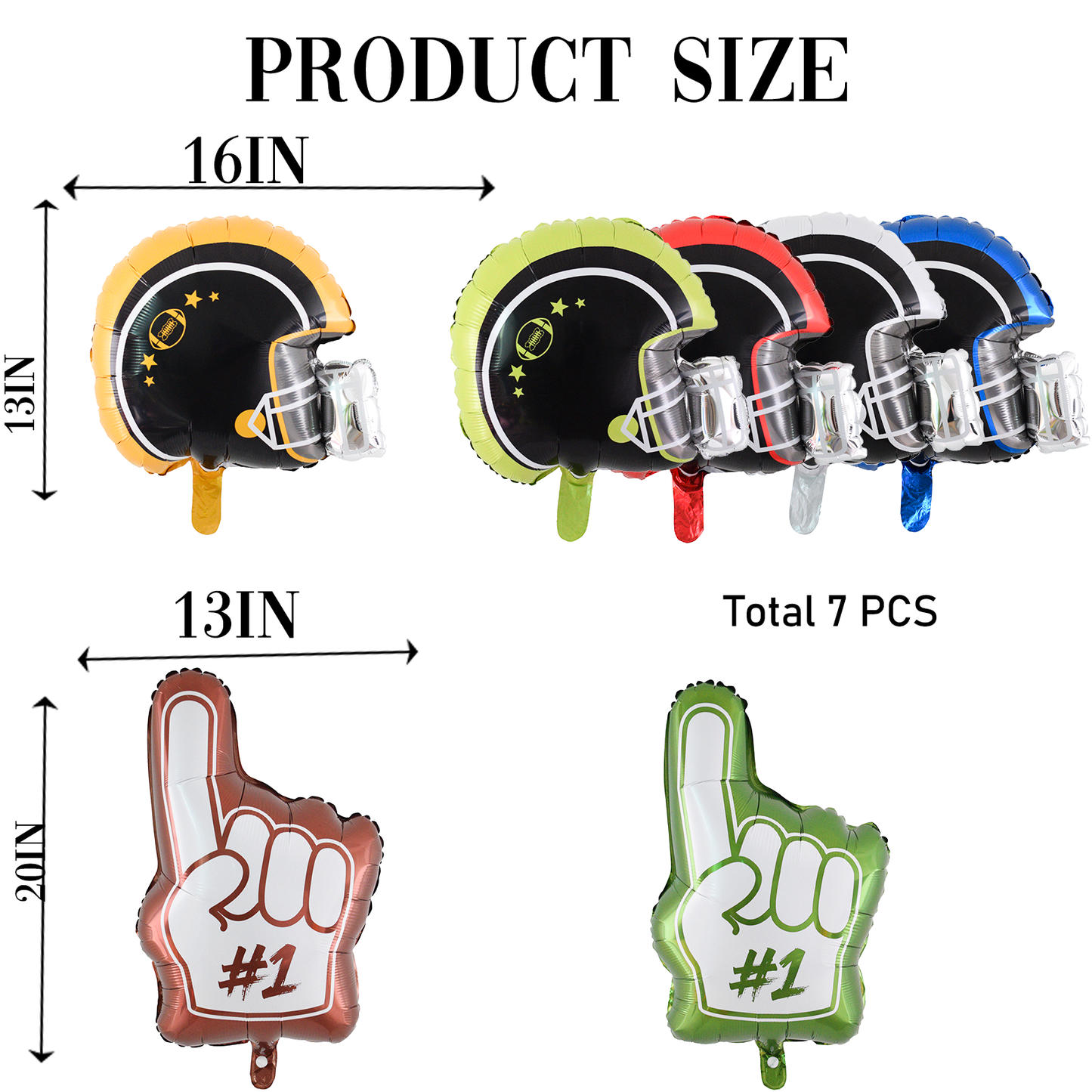 Set of 7 football balloons