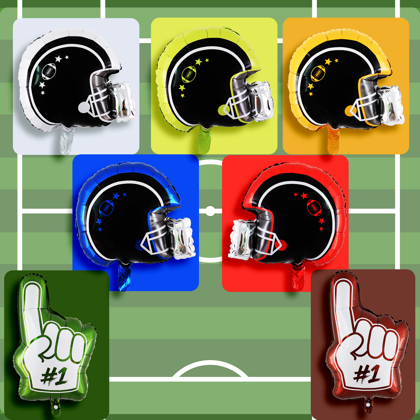 Set of 7 football balloons