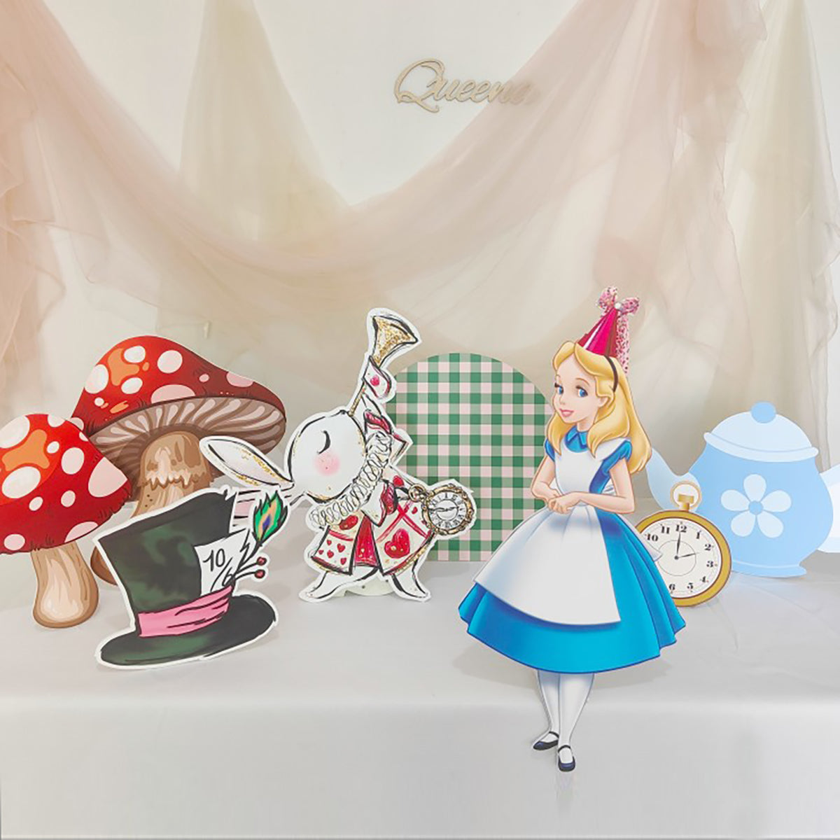 Alice in Wonderland Party Decor Coutouts Set of 9 Pieces