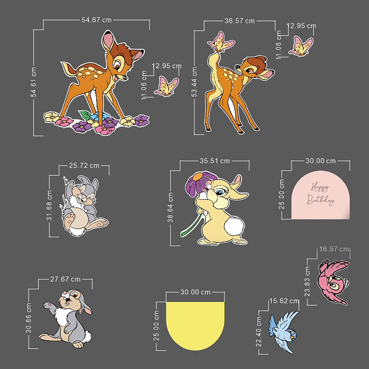 Deer Bambi and Thumper's Party Standee Foam Board Cutouts Decor Set of 11 Pieces