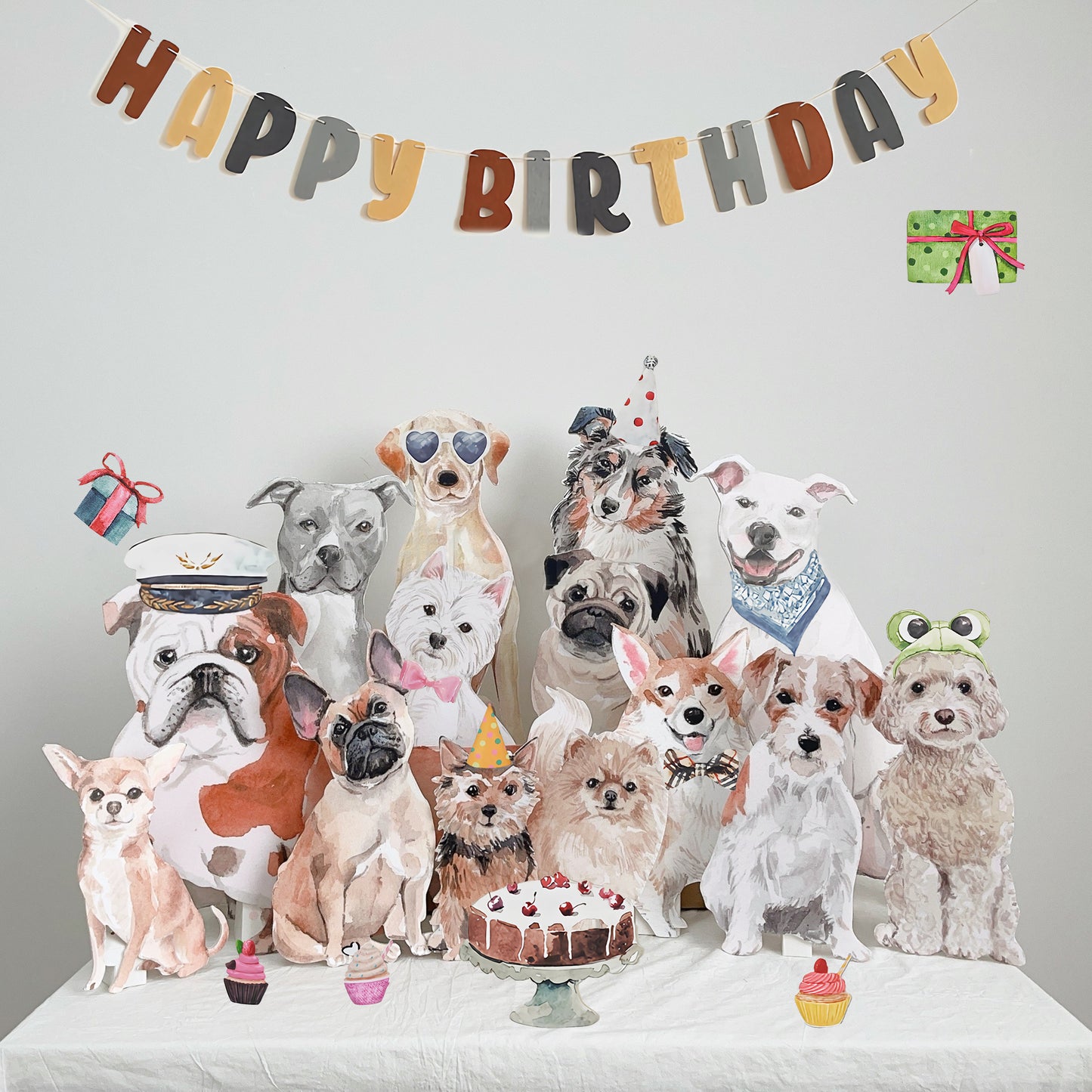 Pet Dog Birthday Party Suppplies,Teddy Pomeranian French Bulldog ,Shetland Sheepdog,German Shepherd Foam Board Cutout |Dog Standee Table Decor |Life Size Customzied Pet Cutout