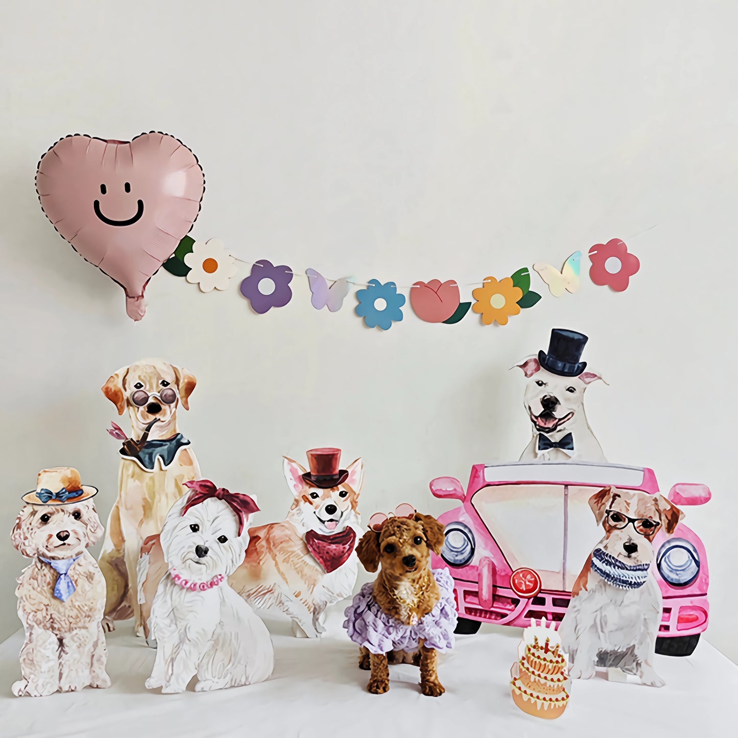 Pet Dog Birthday Party Suppplies,Teddy Pomeranian French Bulldog ,Shetland Sheepdog,German Shepherd Foam Board Cutout |Dog Standee Table Decor |Life Size Customzied Pet Cutout