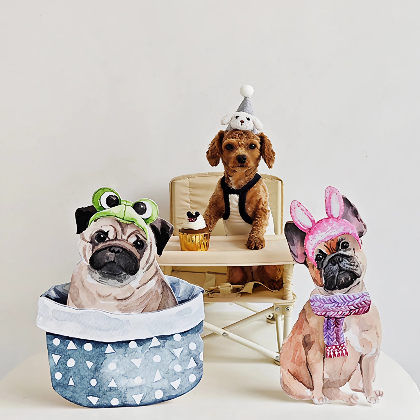 Pet Dog Birthday Party Suppplies,Teddy Pomeranian French Bulldog ,Shetland Sheepdog,German Shepherd Foam Board Cutout |Dog Standee Table Decor |Life Size Customzied Pet Cutout