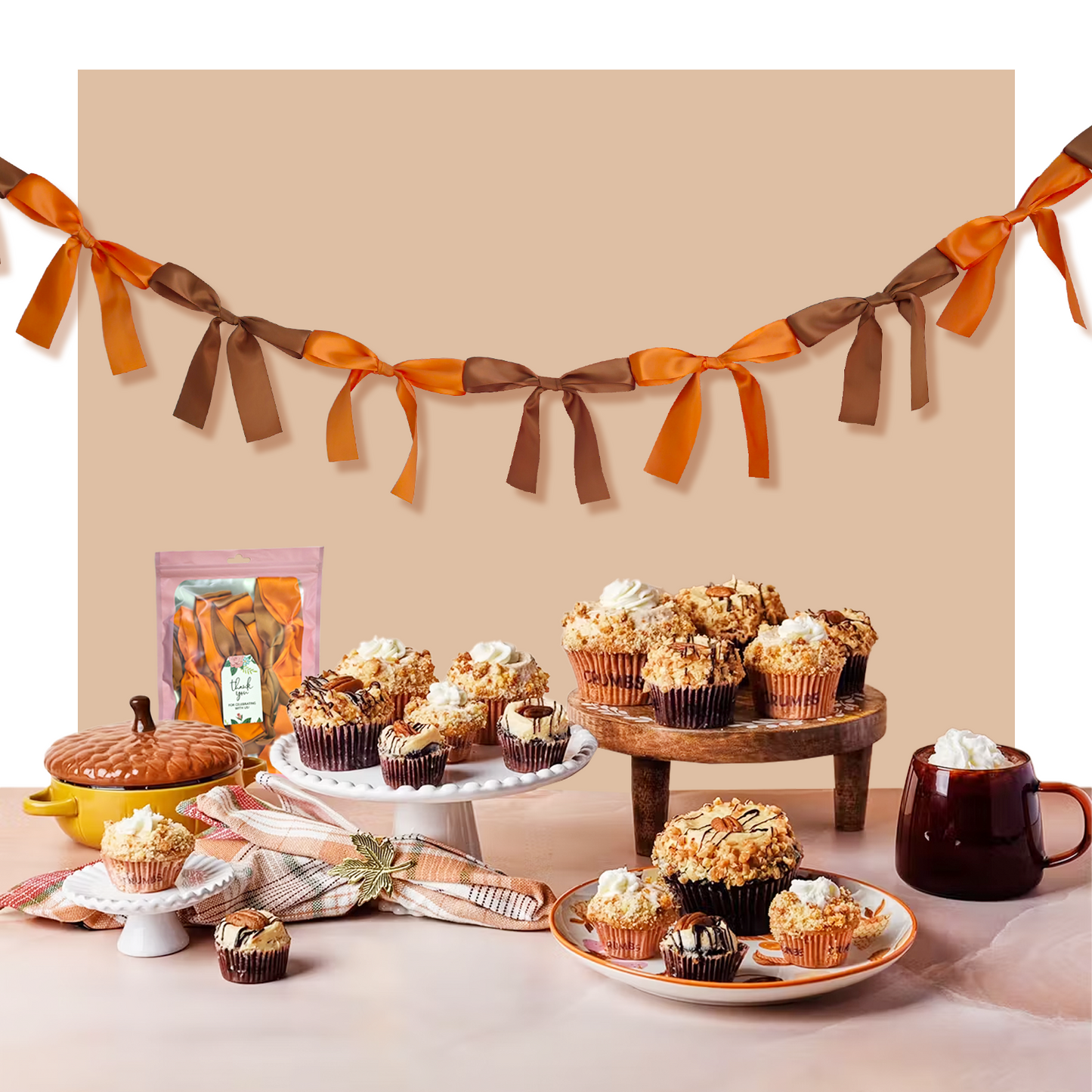 Eanjia Handmade Satin Ribbon Bow Banner 6FT x 2pack
