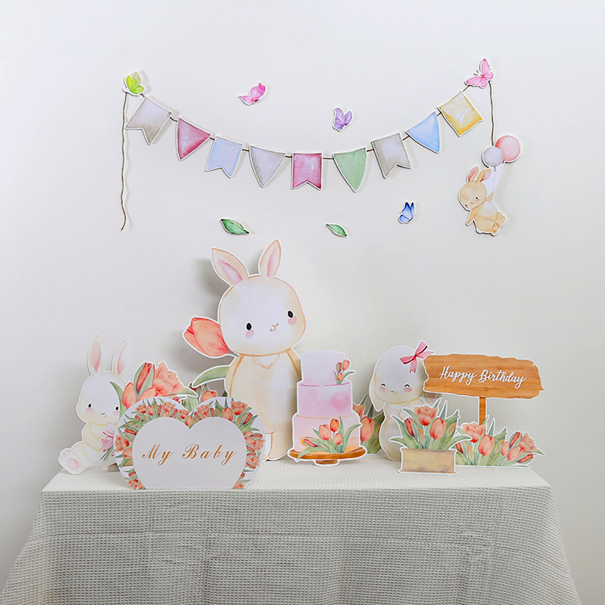 Tulip Bunny Cake Standee Foma Board Cutout Set of 24pcs