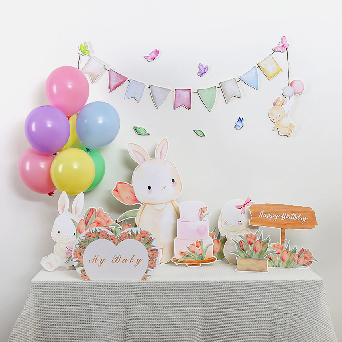 Tulip Bunny Cake Standee Foma Board Cutout Set of 24pcs