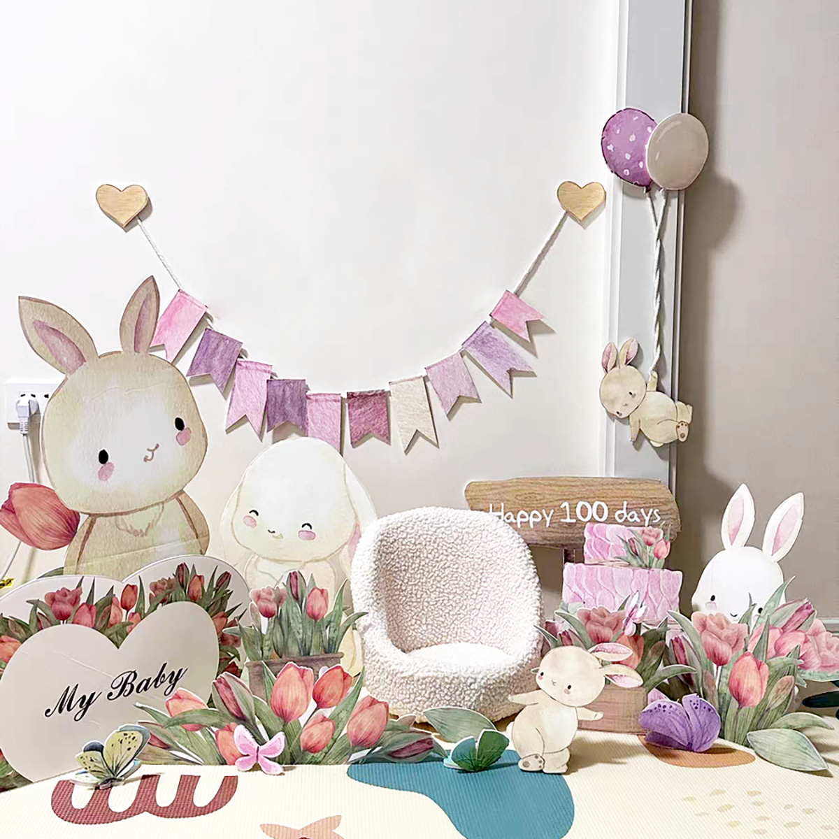 Tulip Bunny Cake Standee Foma Board Cutout Set of 24pcs