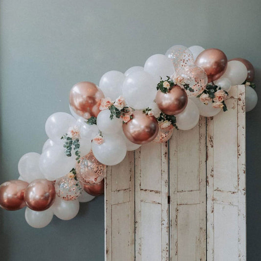 Eanjia DIY Rose Gold Balloons Garland Kit 70pcs Latex Balloons Confetti Balloons Foil Balloons Combination Arch Garland Banner for Birthday Wedding Party Photo Booth Backdrop Venue Decor