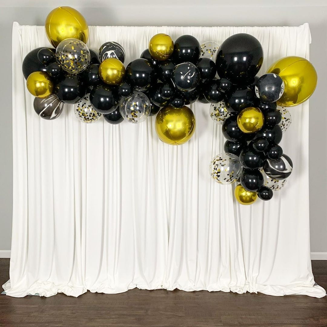 Eanjia Gold and Black Balloons Garland Kit 5"-18" Agate Balloons Confetti Balloons Gold Orb Balloons Arch for Birthday Masquerade Gasby Party Decor