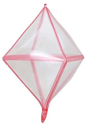 Eanjia Transparent Gold Pink Silver Rose Gold Line 4D Polyhedron Rhombus Diamond,Cube Helium Foil Balloons