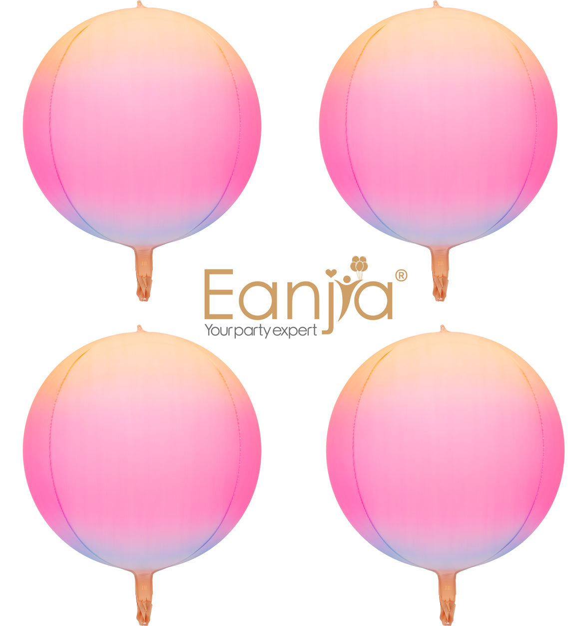 Eanjia 4D Ombre Foil Balloons Peach Blush Pink Gradient