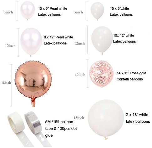 DIY Rose Gold Balloons Garland Kit 70pcs Latex Balloons Confetti Balloons Foil Balloons Combination Arch Garland Banner for Birthday Wedding Party Photo Booth Backdrop Venue Decor (Rose gold)