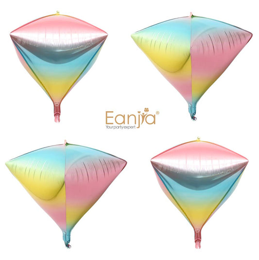 Eanjia Hangable Gradient Color Foil Balloons 4 Count 17" 4D Large Round Helium Balloons Sphere Aluminum Mylar Balloon Mirror Metallic Balloon Birthday Party Wedding Baby Shower Decor (Diamond)