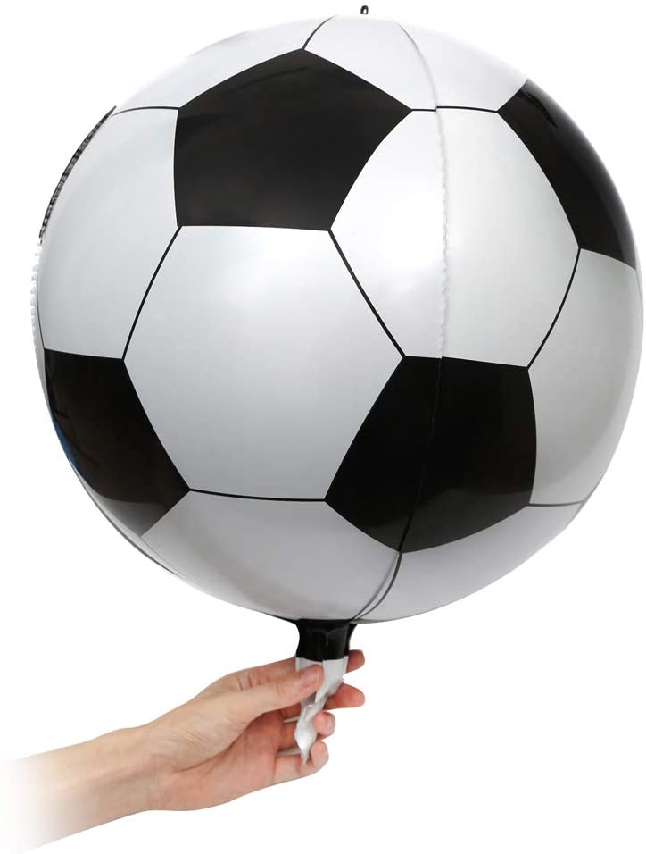 4D Aluminum Film Soccer Balloons 4Count 16" Maylar Sphere Football for World CupTheme Kids Birthday Party Decoration Supplies Non-oblate Ball Balloons Soccer (Football)